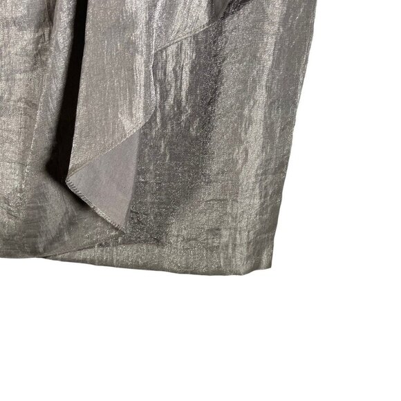 Dressbarn Collection LONDON TIMES SILVER V-NECK SLEEVELESS RUFFLES DRESS SIZE 8 - Picture 6 of 12